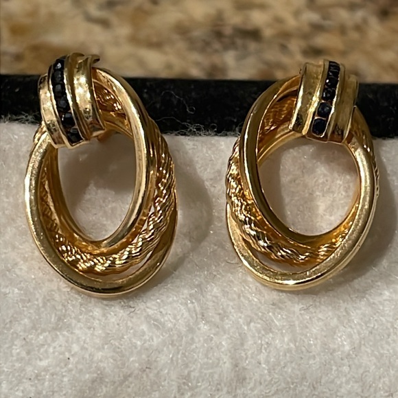 14K Yellow Gold Genuine Blue Sapphire Post Earrings September Birth Stone